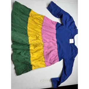 Hanna Andersson Girls 2T Colorblock Tiered Long Sleeve Cotton Dress Multi Color